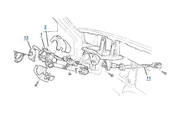 XJ Cherokee Steering Column Parts - 4 Wheel Drive