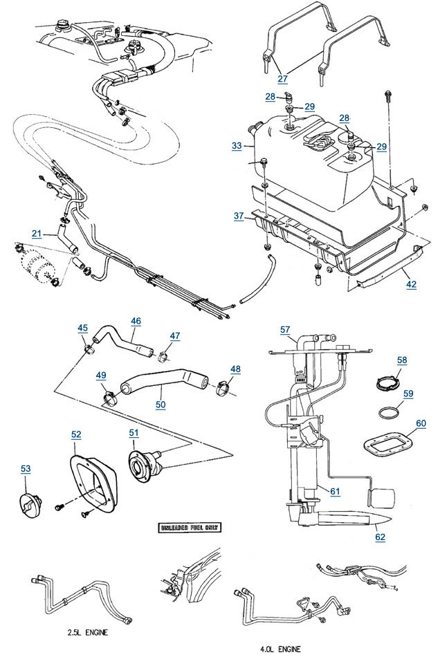 YJ Wrangler Fuel Parts - 4 Wheel Drive