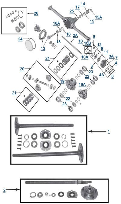 CJ Model 20 Rear Axle Parts - 4 Wheel Drive v8 caterpillar engine parts diagrams 