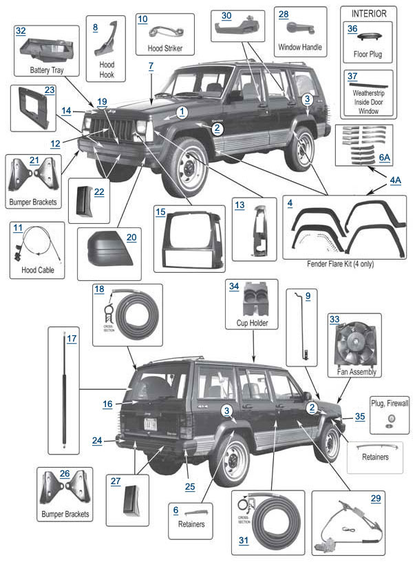 1998 jeep cherokee parts manual