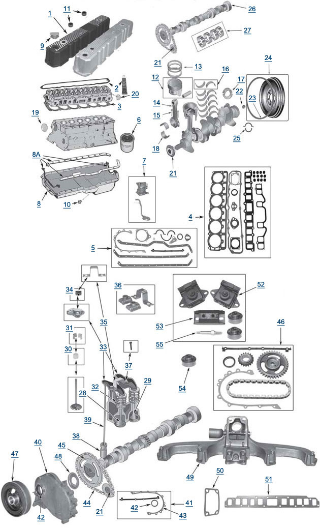 YJ Wrangler 4.2L 6 cylinder Engine Parts - 4 Wheel Drive cj5 4 2 engine diagram 