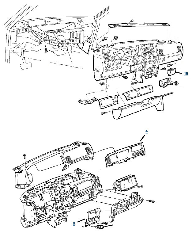 ZJ Grand Cherokee Dash Parts - 4 Wheel Drive 1955 ford victoria wiring diagram 