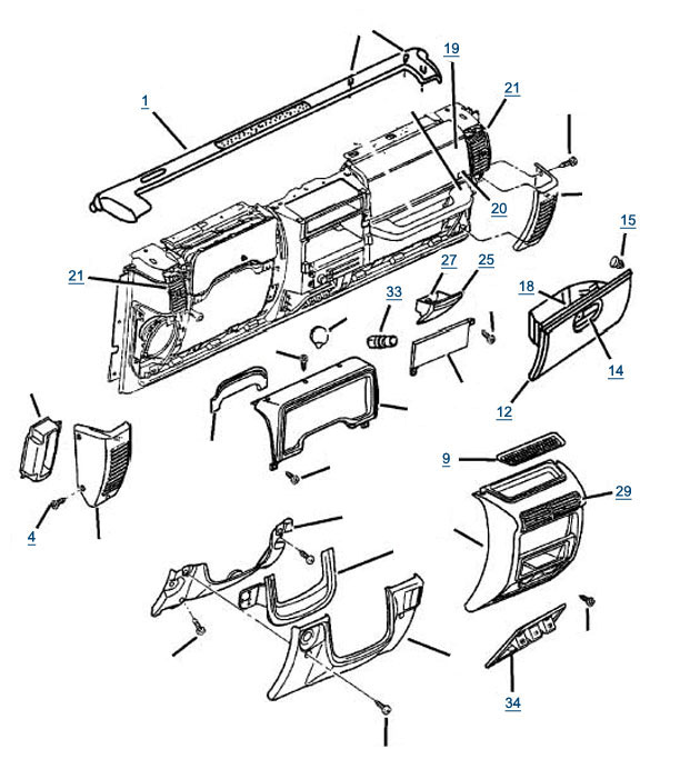 TJ Wrangler Dash Parts - 4 Wheel Drive 86 camaro headlamp wire diagram 