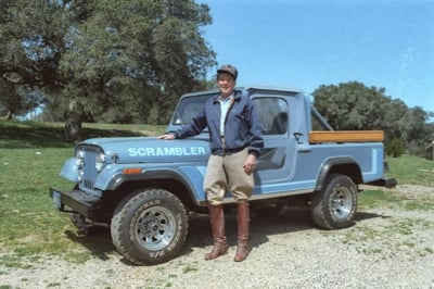 Reagan at his ranch with his blue CJ8 Scrambler