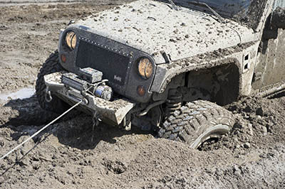 Winching Jeep 4x4 from deep mud