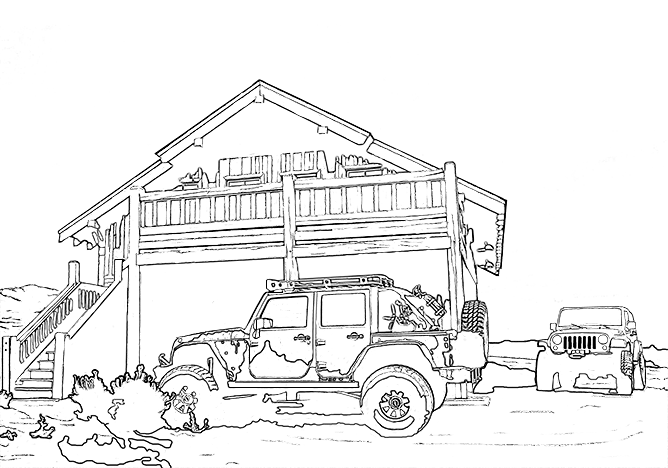 Children's Coloring Book Page Jeep