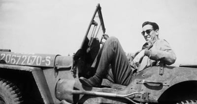J.D. Salinger in his Willys Jeep during WWII