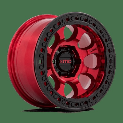 KMC KM237 Riot Beadlock Candy Red With Black Ring Wheels