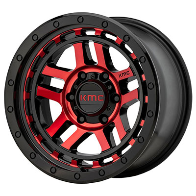 KMC KM540 Recon Black / Machined / Red Wheels