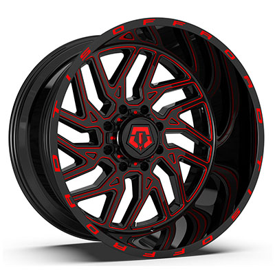 TIS Offroad 544BMR Series Black/Red Milled Wheels