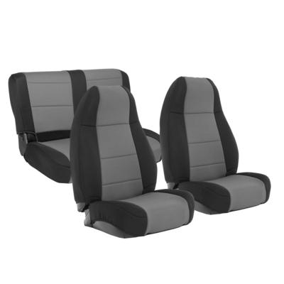 Smittybilt Neoprene Front And Rear Seat Cover Kit Black Gray 471022 4wd Com - 1988 Jeep Wrangler Yj Seat Covers
