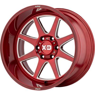 XD Wheels XD844 Pike, 22×10 with 6×139.7 Bolt Pattern – Brushed Red with Milled Accents – XD84422068918N